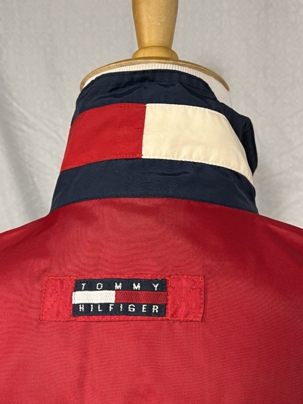 Vintage Tommy Hilfiger Red Jacket Womens Small Colorblock Lined 90s - Picture 6 of 13